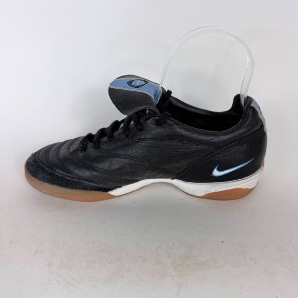 Nike Volant IC Indoor Soccer Sneakers Women's 8 Black Blue Leather Low Top - Picture 6 of 10